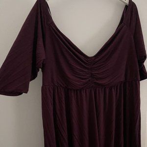 Torrid Eggplant ruched off the shoulder top / tuni